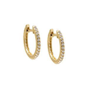 12MM DIAMETER CZ Pave Cartilage Huggie Earring 14K BRAND NEW PAIR